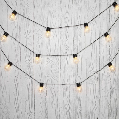 Лофт-гирлянда светодиодная 5 м, черный ПВХ, 20 LED, теплое белое свечение NEON-NIGHT    303-066