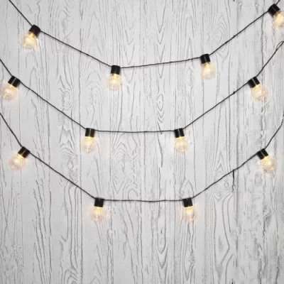 Лофт-гирлянда светодиодная 5 м, черный ПВХ, 20 LED, теплое белое свечение NEON-NIGHT    303-066
