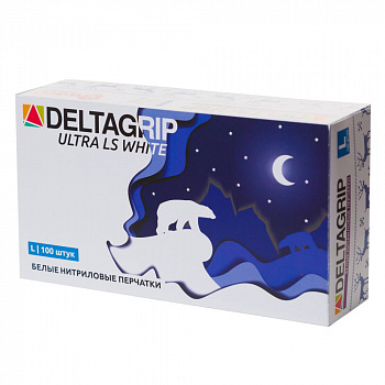 Перчатки нитриловые GWARD DELTAGRIP Ultra LS, неопудренные, белые/голубые 50пар 