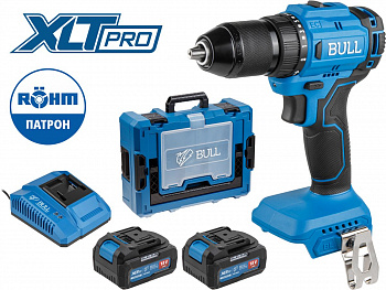 Дрель-шуруповерт аккум. BULL SR 1803 Xcase XLTpro БЕСЩЕТ., 2x4 А*ч, 18 В, 45 Н*м, БЗП 13 мм

