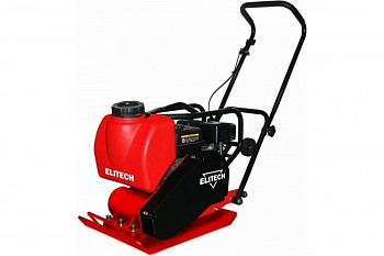 Виброплита ELITECH ПВТ 90БВЛ 90кг,6.5л\с,600х420мм,13.2кН,30см,15м\мин,346м2\ч,вода,коврик,колеса