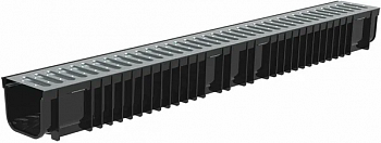 Лоток пластиковый DN100 H100 с решеткой стальной SteePlain