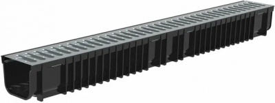 Лоток пластиковый DN100 H100 с решеткой стальной SteePlain