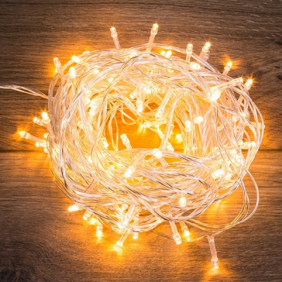 Гирлянда Твинкл Лайт 15м, прозрачный ПВХ, 120 LED, цвет ТЕПЛЫЙ БЕЛЫЙ 303-196