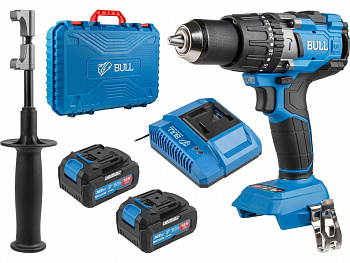 Дрель-шуруповерт аккум. BULL SR 1805 в чем. XLTpro, 2х4 А*ч, БЕСЩЕТ., 18 В, 120 Н*м, БЗП(мет.) 13 мм



