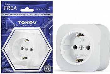 Розетка 1м о/у с/з 16А Frea IP20 бел. TOKOV TKE-FR-R1Z-C01
